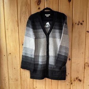 Hannah Ombre Gray to Black Long Knit Cardigan